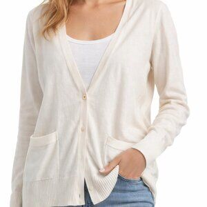 Banana Republic cotton blend cardigan, with white and brass buttons
